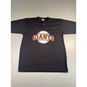 San Francisco Giants VTG Gator Shirt Mens‎ XL Black MLB Baseball Henley Graphic